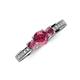 3 - Valene Pink Tourmaline Three Stone with Side Diamond Ring 