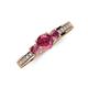 3 - Valene Pink Tourmaline Three Stone with Side Diamond Ring 