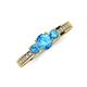 3 - Valene Blue Topaz Three Stone with Side Diamond Ring 