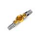 3 - Valene Citrine Three Stone with Side Diamond Ring 