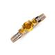 3 - Valene Citrine Three Stone with Side Diamond Ring 