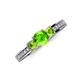 3 - Valene Peridot Three Stone with Side Diamond Ring 