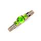 3 - Valene Peridot Three Stone with Side Diamond Ring 