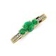 3 - Valene Emerald Three Stone with Side Diamond Ring 