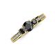3 - Valene Black Diamond Three Stone with Side White Diamond Ring 