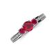 3 - Valene Ruby Three Stone with Side Diamond Ring 