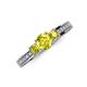 3 - Valene Yellow Diamond Three Stone with Side White Diamond Ring 