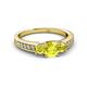 2 - Valene Yellow Diamond Three Stone with Side White Diamond Ring 