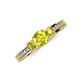 3 - Valene Yellow Diamond Three Stone with Side White Diamond Ring 