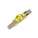 3 - Valene Yellow Diamond Three Stone with Side White Diamond Ring 