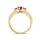 4 - Valene Pink Tourmaline Three Stone with Side Diamond Ring 