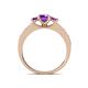 4 - Valene Amethyst Three Stone with Side Diamond Ring 