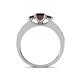 4 - Valene Red Garnet Three Stone with Side Diamond Ring 