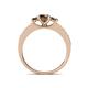 4 - Valene Smoky Quartz Three Stone with Side Diamond Ring 
