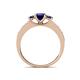 4 - Valene Blue Sapphire Three Stone with Side Diamond Ring 