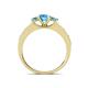 4 - Valene Blue Topaz Three Stone with Side Diamond Ring 