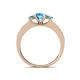 4 - Valene Blue Topaz Three Stone with Side Diamond Ring 