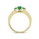4 - Valene Emerald Three Stone with Side Diamond Ring 