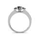 4 - Valene Black Diamond Three Stone with Side White Diamond Ring 