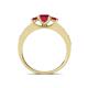 4 - Valene Ruby Three Stone with Side Diamond Ring 