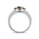4 - Valene Smoky Quartz Three Stone with Side Diamond Ring 