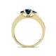 4 - Valene Blue Diamond Three Stone with Side White Diamond Ring 