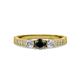 2 - Ayaka Black and White Diamond Three Stone Engagement Ring 