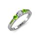 3 - Ayaka Diamond and Peridot Three Stone with Side Peridot Ring 