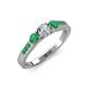 3 - Ayaka Diamond and Emerald Three Stone with Side Emerald Ring 