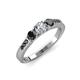 3 - Ayaka Black and White Diamond Three Stone with Side Black Diamond Ring 