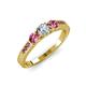 3 - Ayaka Diamond and Pink Tourmaline Three Stone with Side Pink Tourmaline Ring 