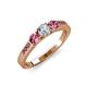 3 - Ayaka Diamond and Pink Tourmaline Three Stone with Side Pink Tourmaline Ring 