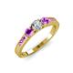 3 - Ayaka Diamond and Amethyst Three Stone with Side Amethyst Ring 