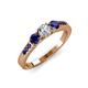 3 - Ayaka Diamond and Blue Sapphire Three Stone with Side Blue Sapphire Ring 