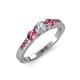 3 - Ayaka Diamond and Pink Tourmaline Three Stone with Side Pink Tourmaline Ring 