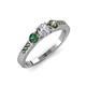 3 - Ayaka Diamond and Lab Created Alexandrite Three Stone with Side Lab Created Alexandrite Ring 