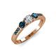 3 - Ayaka Blue and White Diamond Three Stone with Side Blue Diamond Ring 