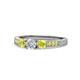 1 - Ayaka Yellow and White Diamond Three Stone with Side Yellow Diamond Ring 