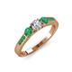 3 - Ayaka Diamond and Emerald Three Stone with Side Emerald Ring 
