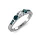 3 - Ayaka Diamond and London Blue Topaz Three Stone with Side London Blue Topaz Ring 