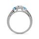 4 - Ayaka Diamond and Blue Topaz Three Stone with Side Blue Topaz Ring 