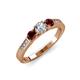 2 - Ayaka Diamond and Red Garnet Three Stone Engagement Ring 