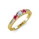 2 - Ayaka Diamond and Rhodolite Garnet Three Stone Engagement Ring 