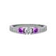 3 - Ayaka Diamond and Amethyst Three Stone Engagement Ring 