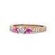 1 - Ayaka Diamond and Pink Sapphire Three Stone Engagement Ring 