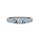 3 - Ayaka Diamond and Blue Topaz Three Stone Engagement Ring 