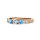 1 - Ayaka Diamond and Blue Topaz Three Stone Engagement Ring 