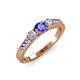 3 - Ayaka Tanzanite and Diamond Three Stone with Side Tanzanite Ring 