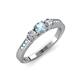 3 - Ayaka Aquamarine and Diamond Three Stone with Side Aquamarine Ring 