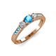 3 - Ayaka Blue Topaz and Diamond Three Stone with Side Blue Topaz Ring 